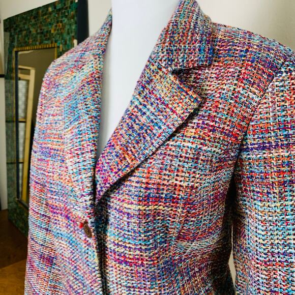 Coldwater Creek Size S Women's Tweed Blazer Jacket Pink Fall Workwear - Picture 5 of 11